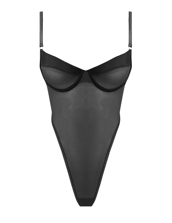 RAQUEL MESH AND SILKY MICRO TEDDY ALT3 view Color: BK
