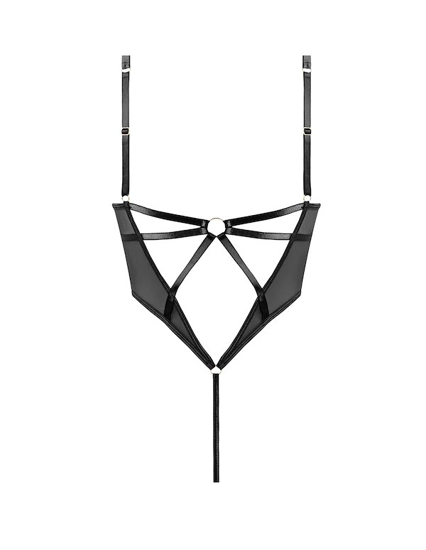 RAQUEL MESH AND SILKY MICRO TEDDY ALT4 view Color: BK