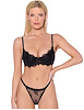 Additional BLACK view of product JOCELYN LACE AND SATIN PUSH UP BRA AND THONG with color code BK