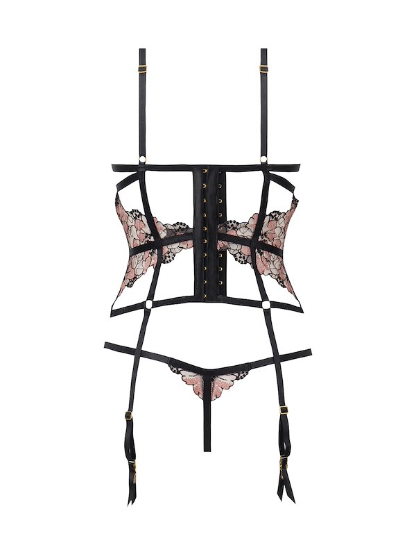 NOVA BLACKLIGHT LACE CORSET AND G-STRING ALT3 view Color: BK