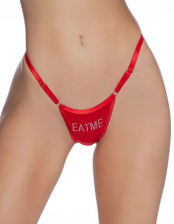EAT ME BLING THONG ALT2 view Color: RD