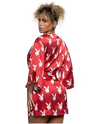 Alternate back view of CHILL BUNNY ROBE IN RED