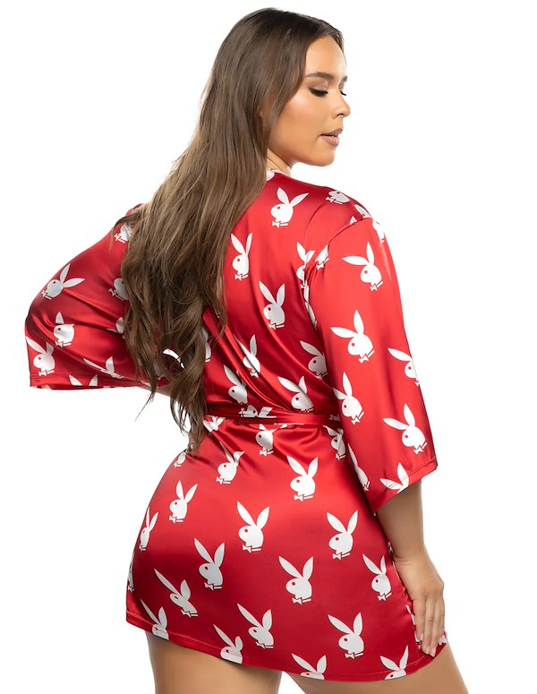 CHILL BUNNY PLUS SIZE ROBE IN RED ALT1 view Color: RWH