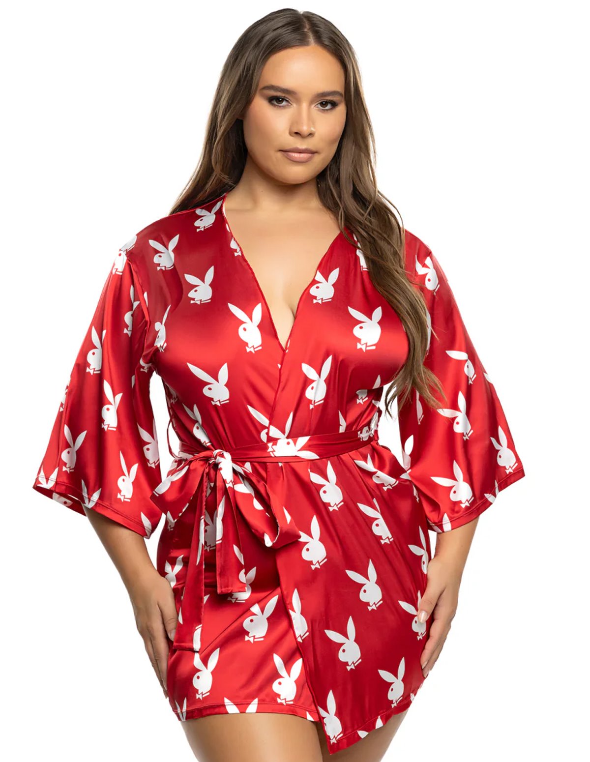 alternate image for CHILL BUNNY PLUS SIZE ROBE IN RED