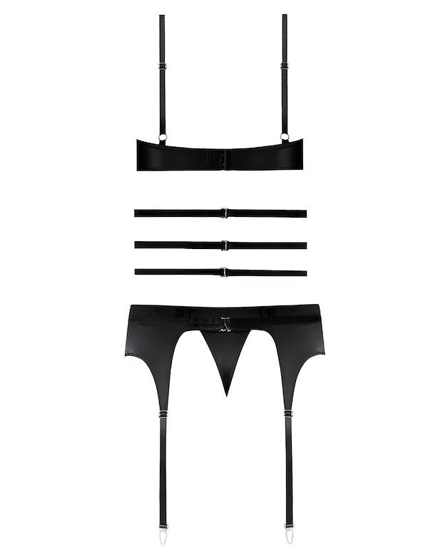 LUST - KIRA STRAPPY BUSTIER AND THONG ALT5 view Color: BK