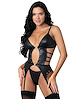 Additional BLACK view of product LUST - KIRA STRAPPY BUSTIER AND THONG with color code BK