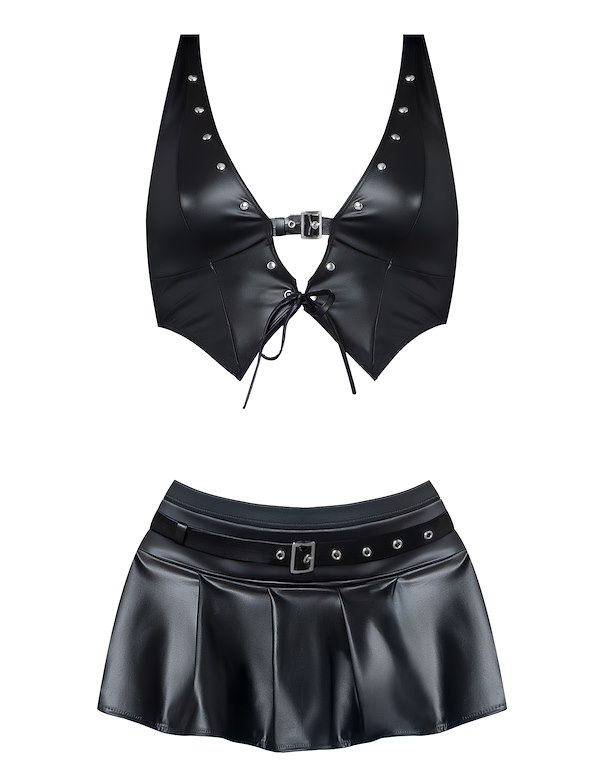 LUST - SERAPHINA HALTER TOP AND SKIRT ALT4 view Color: BK