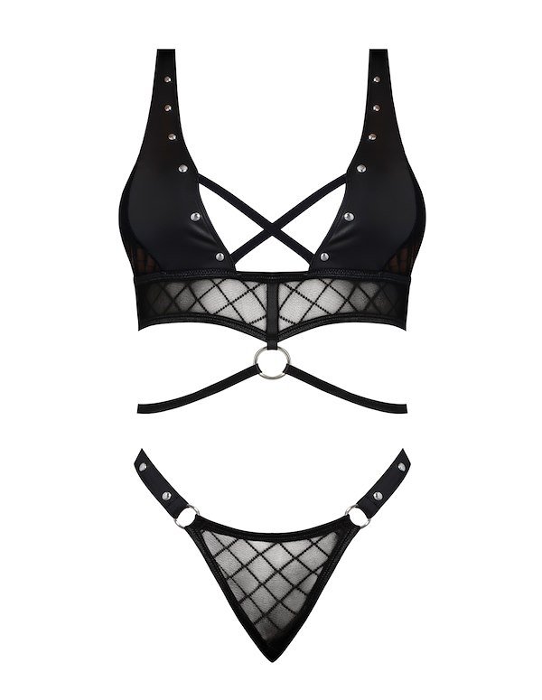 LUST - NADIA BRALETTE AND THONG ALT4 view Color: BK