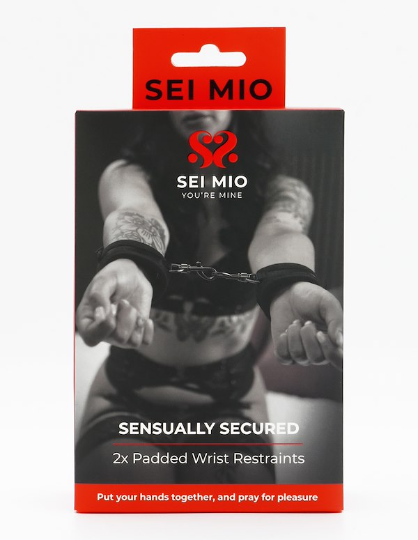 SEI MIO - SENSUALLY SECURED - PADDED WRIST RESTRAINTS ALT7 view Color: BK