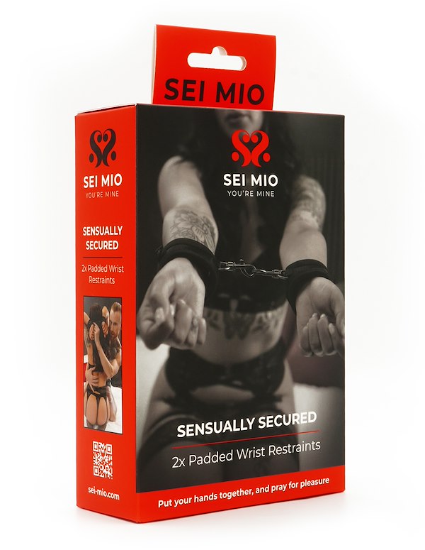 SEI MIO - SENSUALLY SECURED - PADDED WRIST RESTRAINTS ALT8 view Color: BK