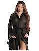 Additional BLACK view of product MADELINE LONG MESH ROBE WITH BELL SLEEVES AND SATIN DETAIL with color code BK