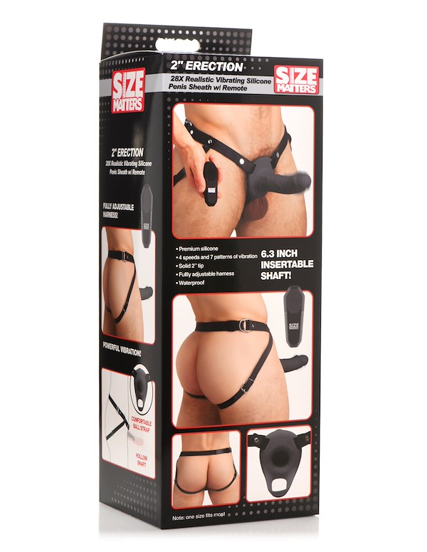 SIZE MATTERS - REALISTIC VIBRATING SILICONE PENIS SHEATH ALT8 view Color: BK