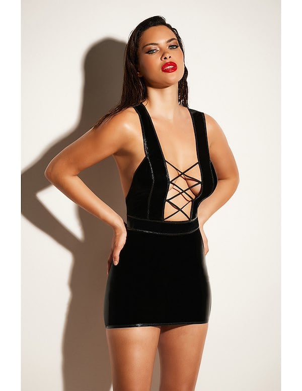 ENTANGLEMENT WETLOOK BABYDOLL ALT2 view Color: BK