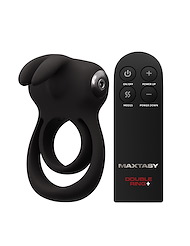 Alternate front view of MAXTASY DOUBLE RING + VIBRATING RABBIT C-RING W/ REMOTE