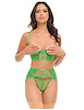 Additional GREEN view of product RAINE 3PC BRA AND PANTY SET WITH GARTERBELT with color code GR