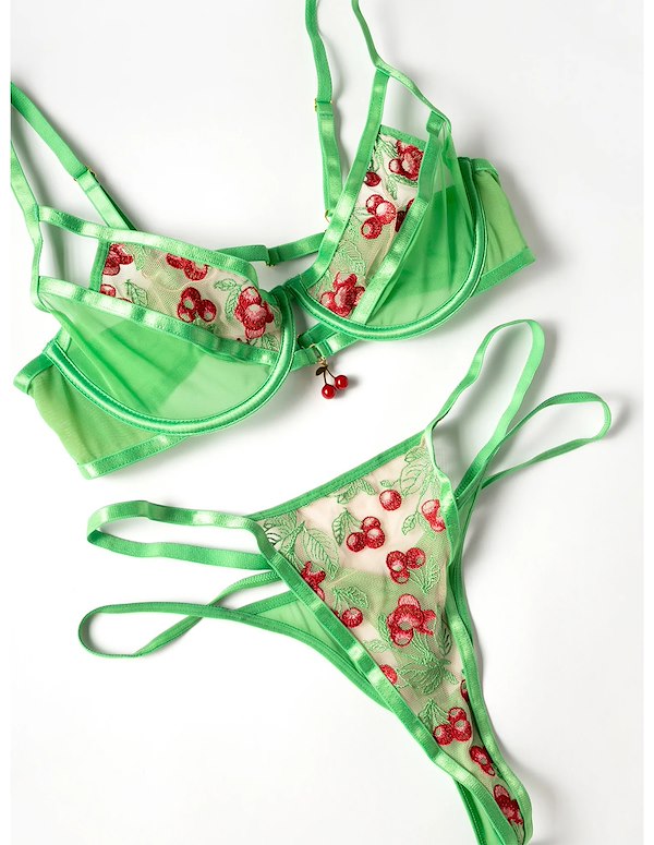 CHERI EMBROIDERY BRA AND PANTY SET ALT3 view Color: GR