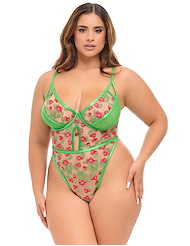 Alternate front view of CHERI EMBROIDERY PLUS SIZE TEDDY