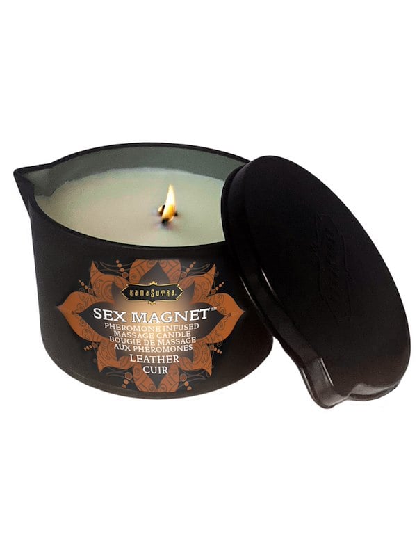 SEX MAGNET - LEATHER PHEROMONE INFUSED MASSAGE CANDLE ALT1 view Color: NC