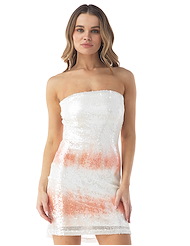 Front view of SEQUIN MINI TUBE DRESS - TIE DYE