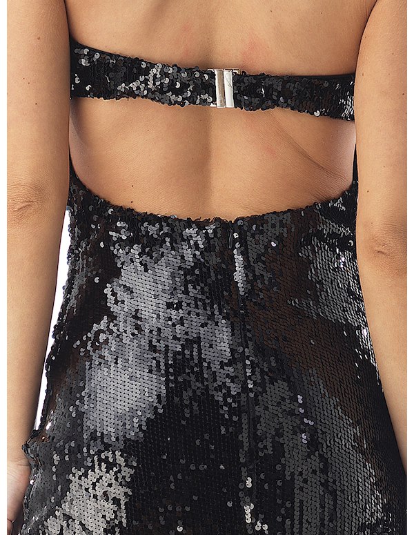 SEQUIN MIDI TUBE DRESS ALT3 view Color: BK
