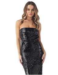 Front view of SEQUIN MIDI TUBE DRESS