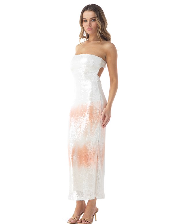 SEQUIN MIDI TUBE DRESS - TIE DYE ALT2 view Color: WH