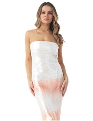 Front view of SEQUIN MIDI TUBE DRESS - TIE DYE