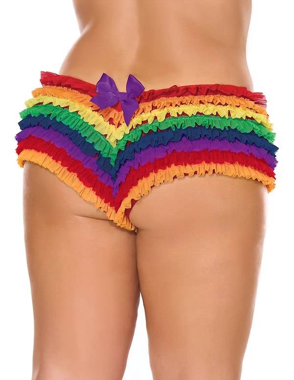 RUFFLE PLUS SIZE RAINBOW SHORT W/BOW ALT2 view Color: RW
