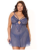 Additional NAVY view of product TWILIGHT FEVER PLUS SIZE BABYDOLL AND THONG with color code NV