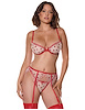 Additional RED view of product BERRY SWEET BRA AND G-STRING WITH GARTER BELT with color code RD