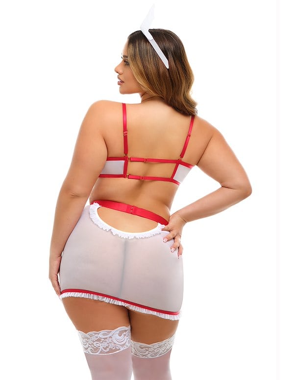 PLUS SIZE NAUGHTY NURSE 3PC COSTUME ALT1 view Color: RWH