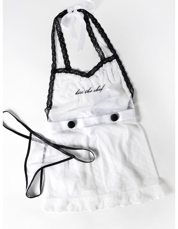 KISS THE CHEF APRON COSTUME ALT2 view Color: BW