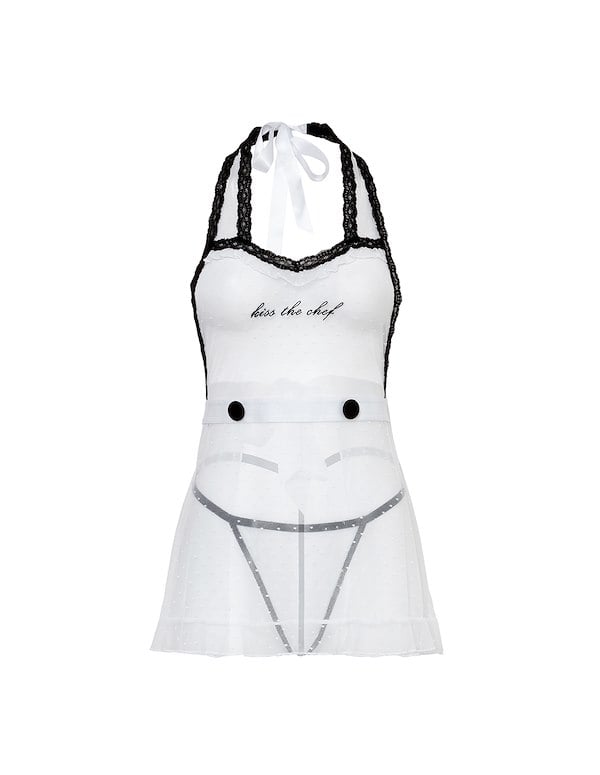 KISS THE CHEF APRON COSTUME ALT3 view Color: BW