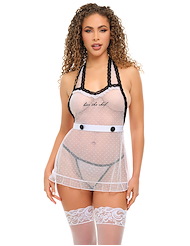 Front view of KISS THE CHEF APRON COSTUME