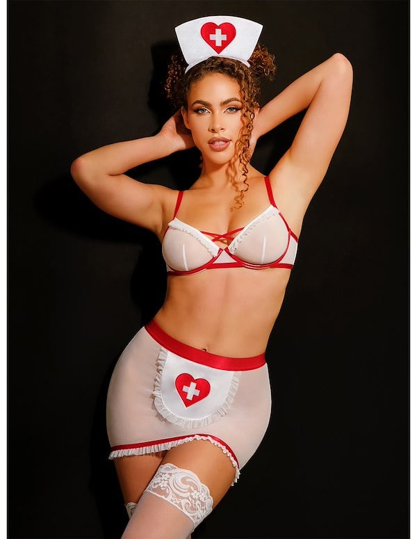 NAUGHTY NURSE 3PC COSTUME ALT6 view Color: RWH