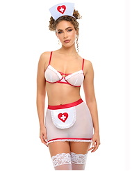 Front view of NAUGHTY NURSE 3PC COSTUME