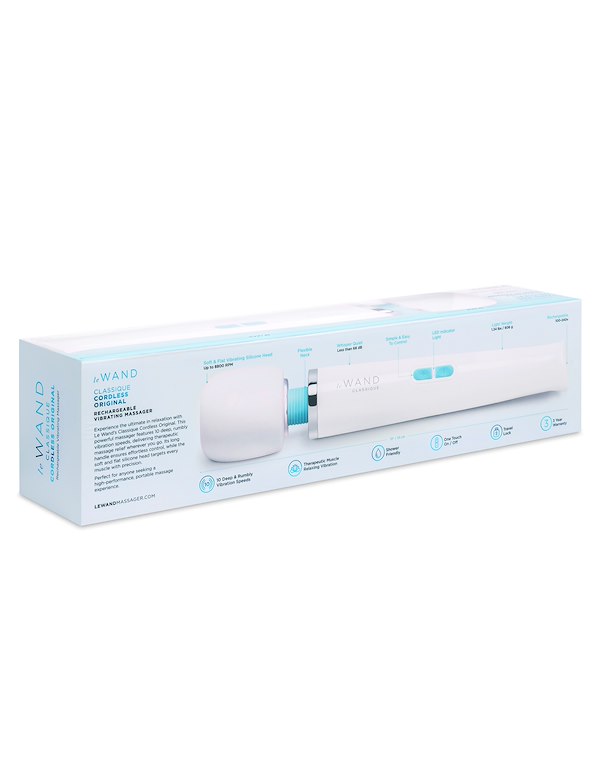 LE WAND CLASSIQUE CORDLESS ORIGINAL WAND MASSAGER ALT6 view Color: WH