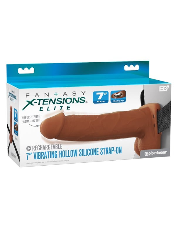 FANTASY X-TENSIONS ELITE 7" VIBRATING HOLLOW SILICONE STRAP-ON ALT8 view Color: CAR