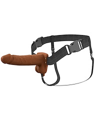 Front view of FANTASY X-TENSIONS ELITE 7" VIBRATING HOLLOW SILICONE STRAP-ON