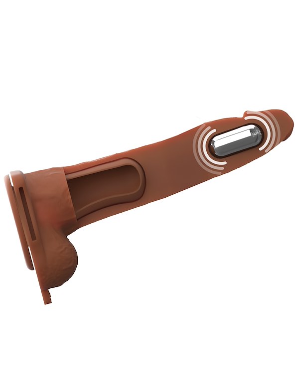 FANTASY X-TENSIONS ELITE 8" VIBRATING HOLLOW SILICONE STRAP-ON ALT3 view Color: CAR