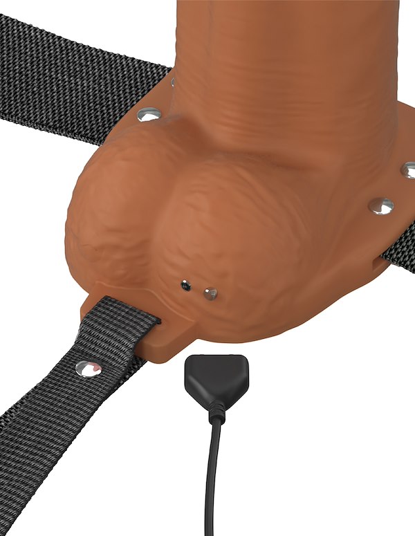 FANTASY X-TENSIONS ELITE 8" VIBRATING HOLLOW SILICONE STRAP-ON ALT4 view Color: CAR