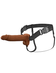 Front view of FANTASY X-TENSIONS ELITE 8" VIBRATING HOLLOW SILICONE STRAP-ON