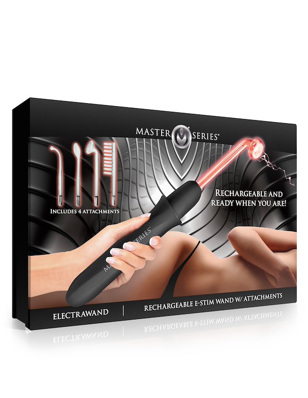 ELEKTRAWAND RECHARGEABLE VIOLET WAND WITH ATTACHMENTS ALT2 view Color: BK