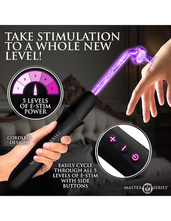 ELEKTRAWAND RECHARGEABLE VIOLET WAND WITH ATTACHMENTS ALT5 view Color: BK