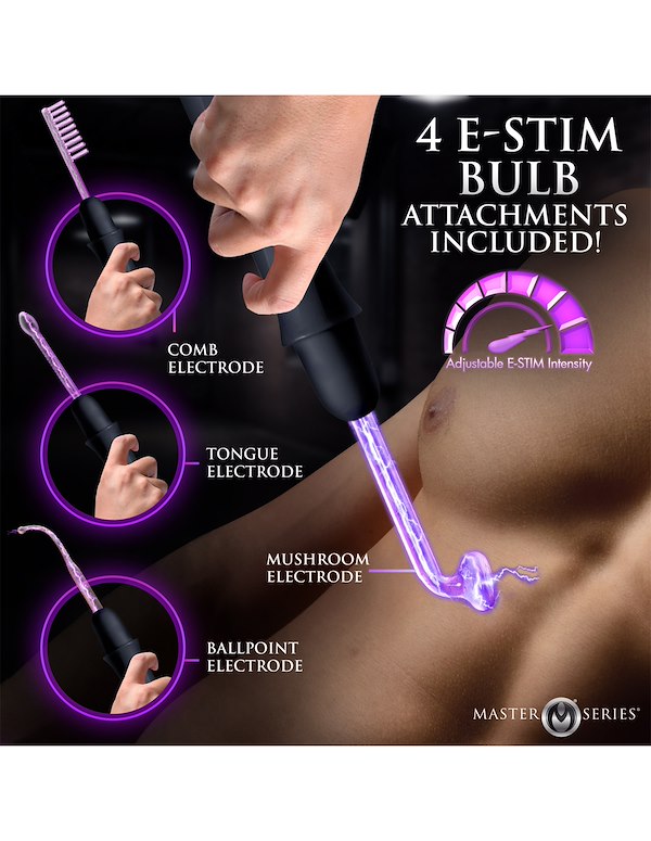 ELEKTRAWAND RECHARGEABLE VIOLET WAND WITH ATTACHMENTS ALT7 view Color: BK