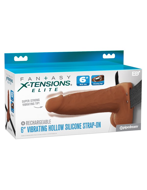 FANTASY X-TENSIONS ELITE 6" VIBRATING HOLLOW SILICONE STRAP-ON ALT8 view Color: CAR