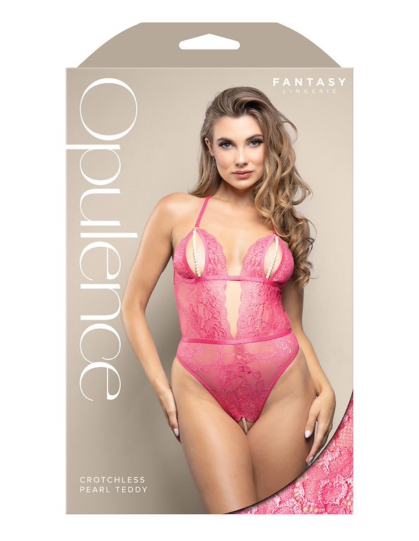 SHIMMER LACE CROTCHLESS PEARL TEDDY ALT2 view Color: HP