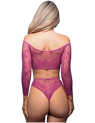 Alternate back view of YOUR DESIRE OFF-THE-SHOULDER TOP AND PANTY