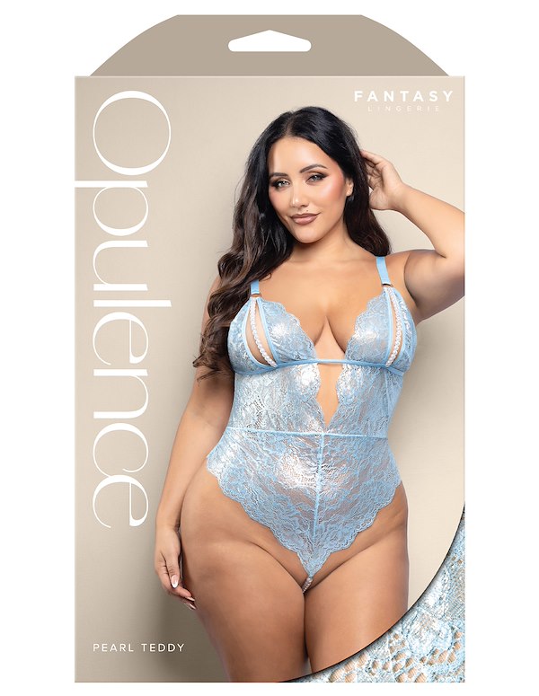 METALLIC LACE PEARL TEDDY - PLUS ALT2 view Color: LB