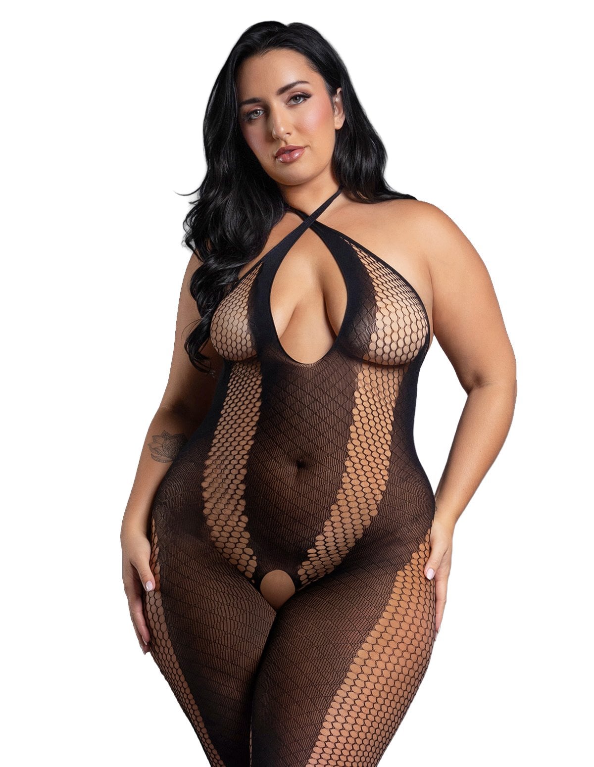 alternate image for MAKE YOUR MOVE OPEN CROTCH PLUS SIZE BODYSTOCKING